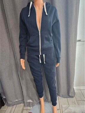 Fashion Nova Women's Navy Blue Two-Piece Hoodie and Jogger Set, Size M